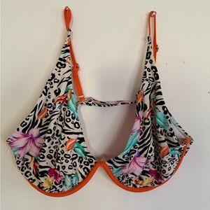 Heat Floral and Animal Print Bikini Top